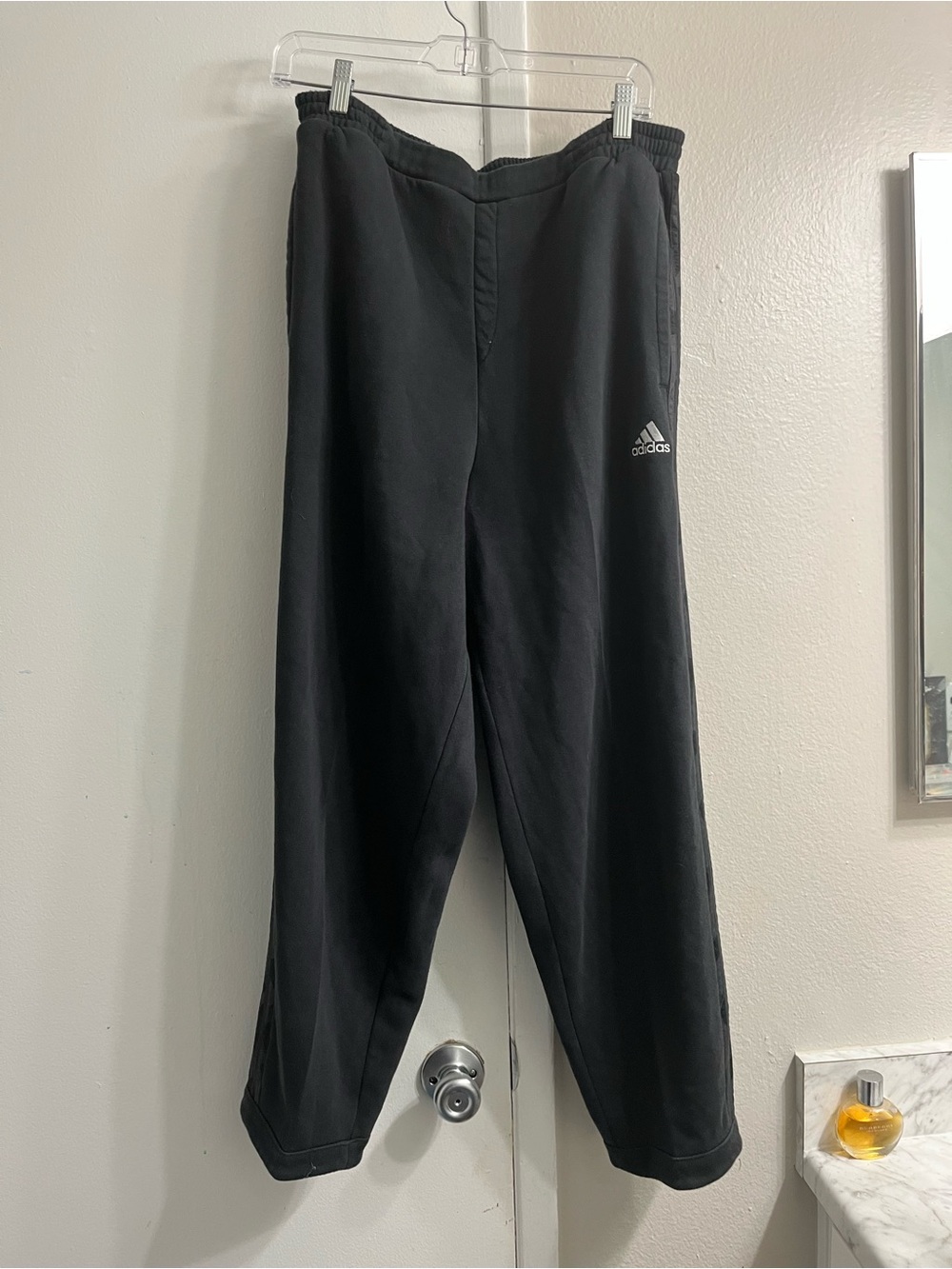 adidas Black Athletic Track Pants with Small Logo